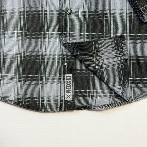 Dixxon Flannel Company Shirt Youth Small Black Gray Plaid Long Sleeve Snap - Picture 3 of 11